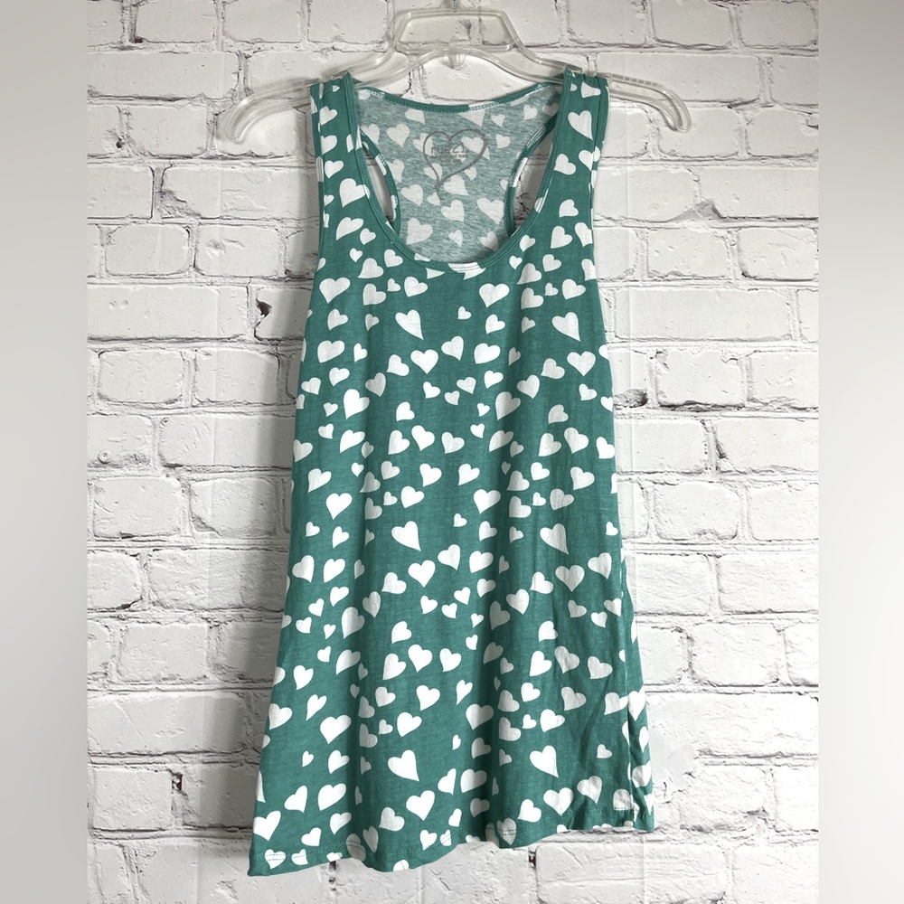 Worn once rue 21 Teal and White Heart Tank Top